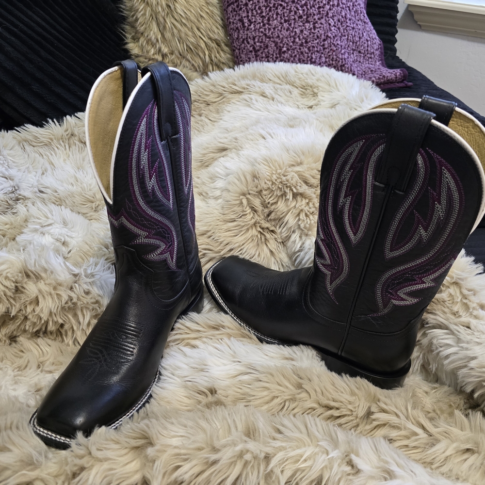 Tony Lama Black and Purple Cowboy Boots